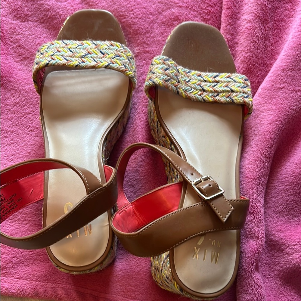 Mix No. 6 Brown Wedge Shoes with Braided Design